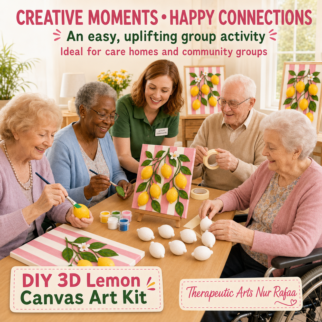 DIY 3D Lemon Canvas Art Kit Lemon Craft Kit , All included, 3D Textured effect , Looks like real lemon
