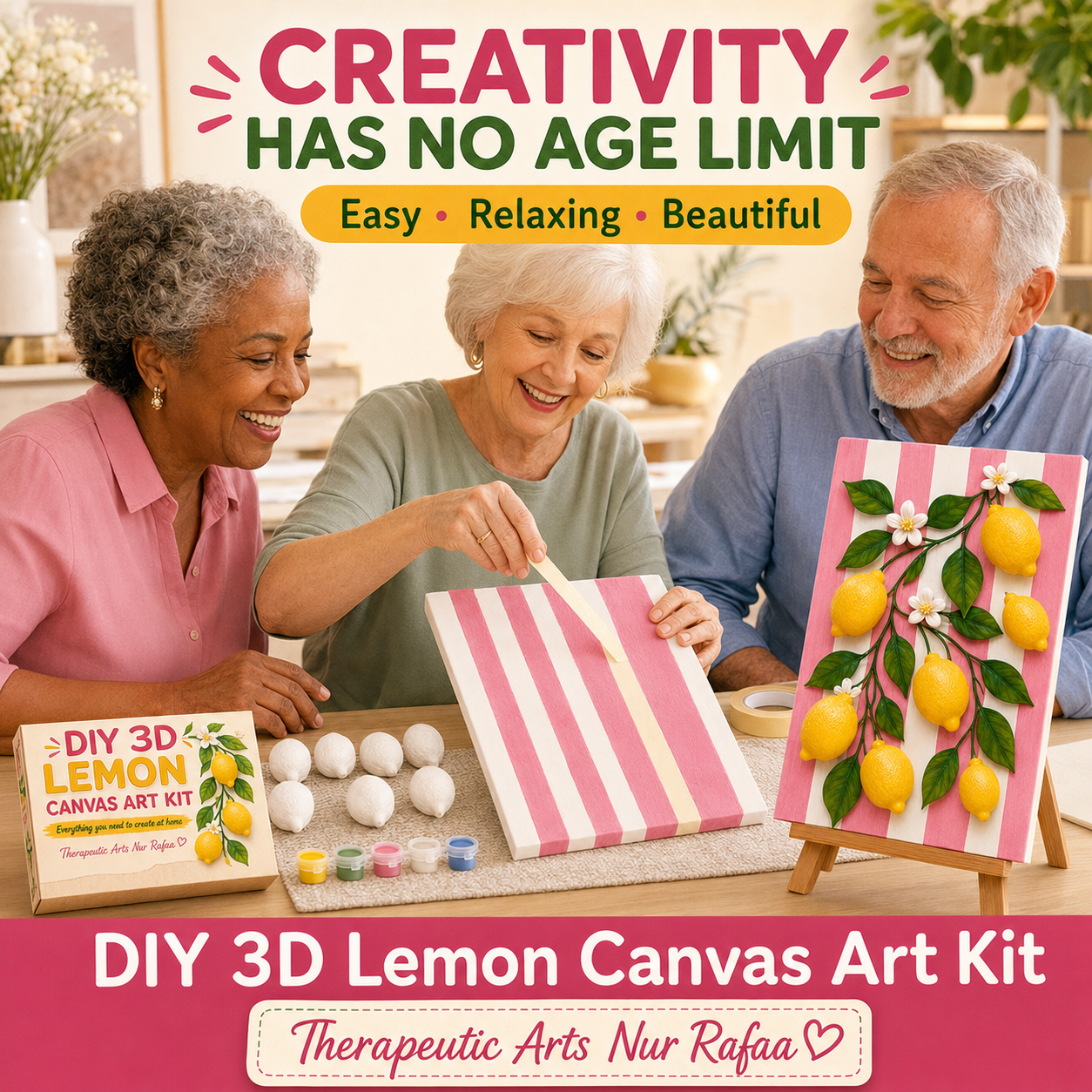 DIY 3D Lemon Canvas Art Kit Lemon Craft Kit , All included, 3D Textured effect , Looks like real lemon