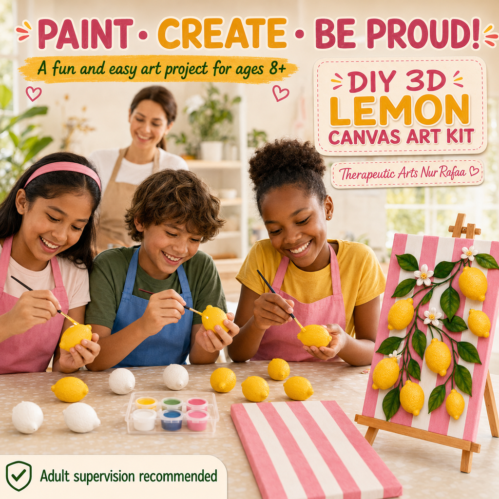 DIY 3D Lemon Canvas Art Kit Lemon Craft Kit , All included, 3D Textured effect , Looks like real lemon