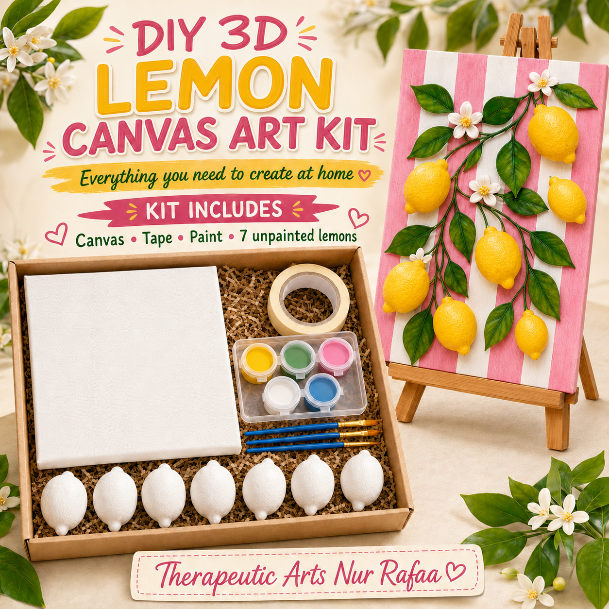 DIY 3D Lemon Canvas Art Kit Lemon Craft Kit , All included, 3D Textured effect , Looks like real lemon
