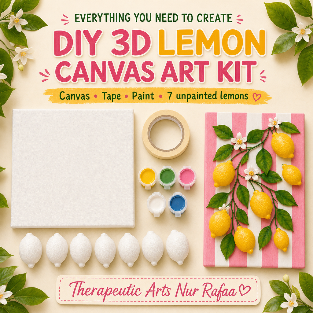 DIY 3D Lemon Canvas Art Kit Lemon Craft Kit , All included, 3D Textured effect , Looks like real lemon