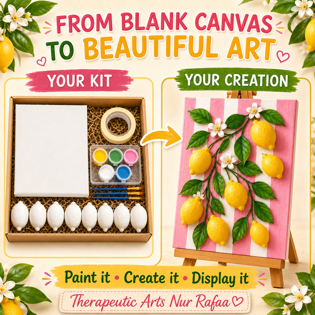 DIY 3D Lemon Canvas Art Kit Lemon Craft Kit , All included, 3D Textured effect , Looks like real lemon