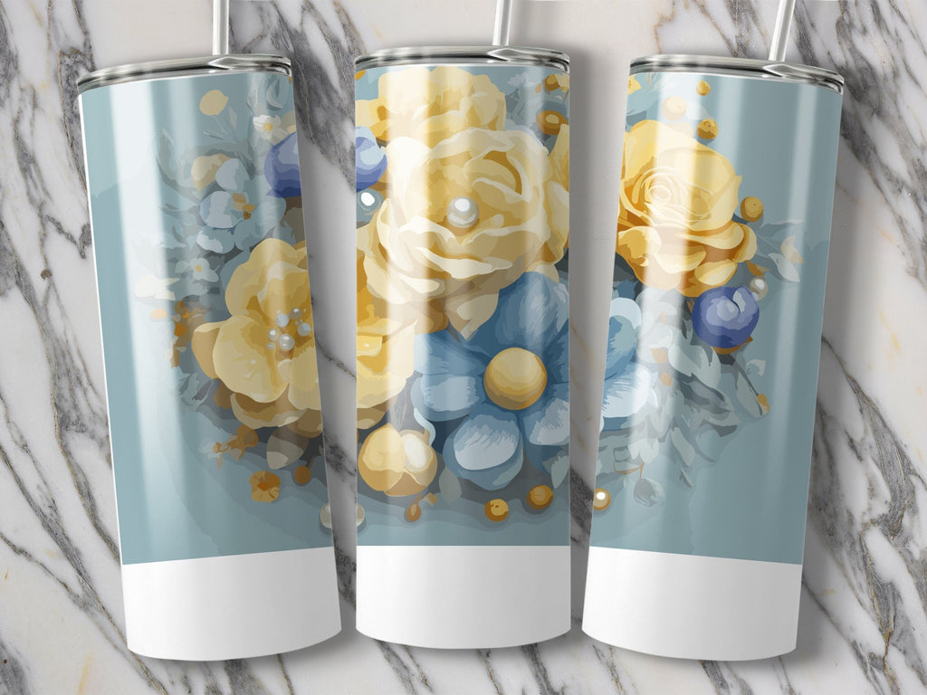 Flowers 20oz Sublimation Skinny Tumbler Designs, Straight Skinny Tumbler Wrap Instant Download PNG