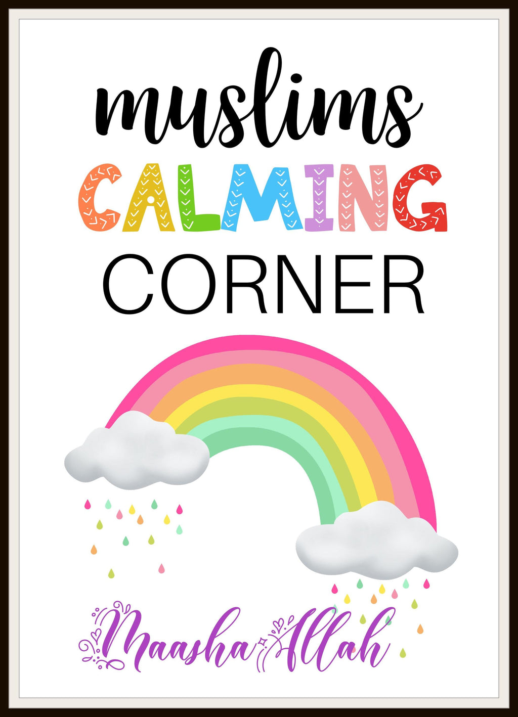 Rainbow Muslim Kids Prints: Calming Islamic Wall Art (Digital Download Set of 30)