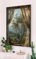 Palestinian Window Art Print: Islamic Olive Tree Scene (Digital Download)