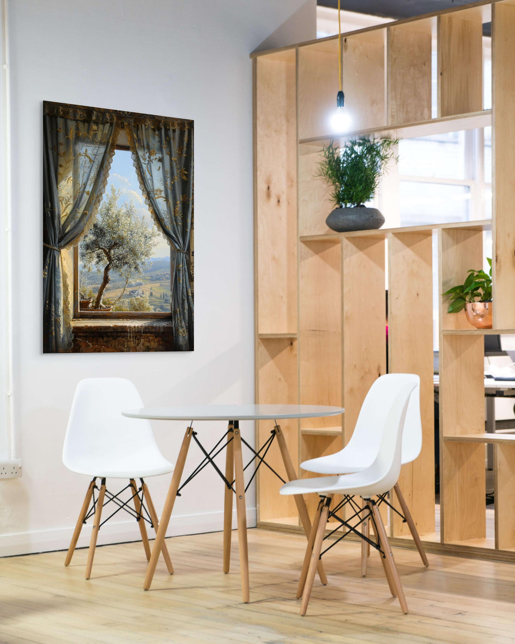 Palestinian Window Art Print: Islamic Olive Tree Scene (Digital Download)