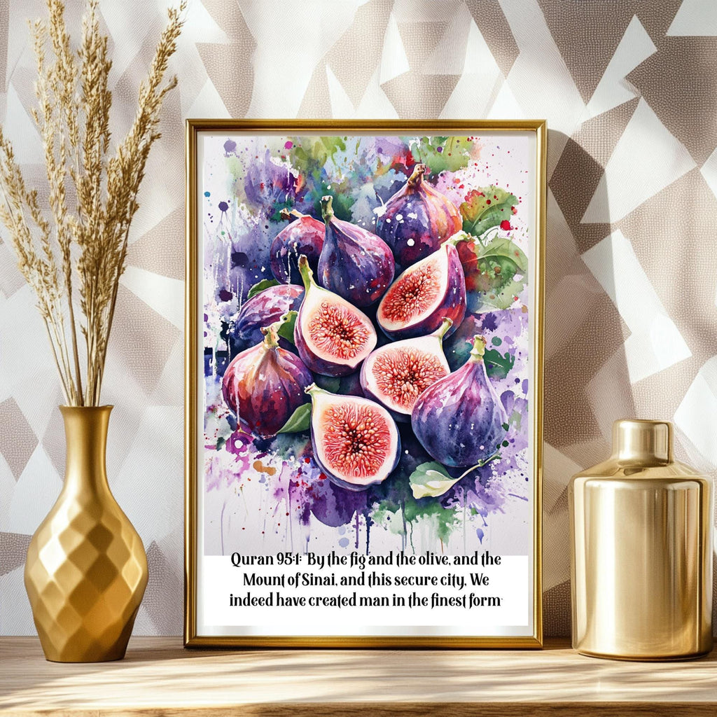 Islamic Art Print Set  Quran Verses, Fig, Honey, Pomegranate (Digital Download)