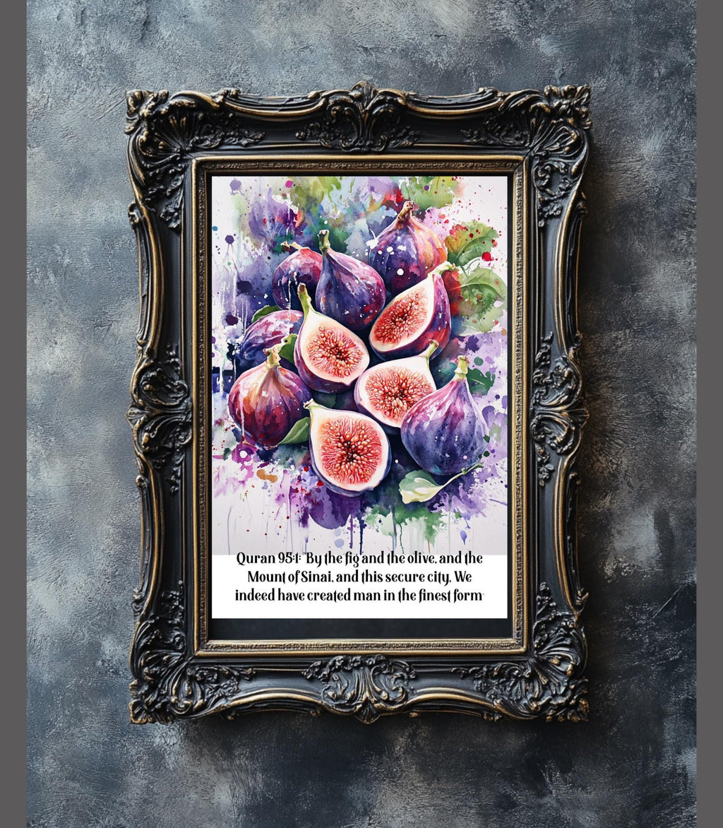 Islamic Art Print Set  Quran Verses, Fig, Honey, Pomegranate (Digital Download)