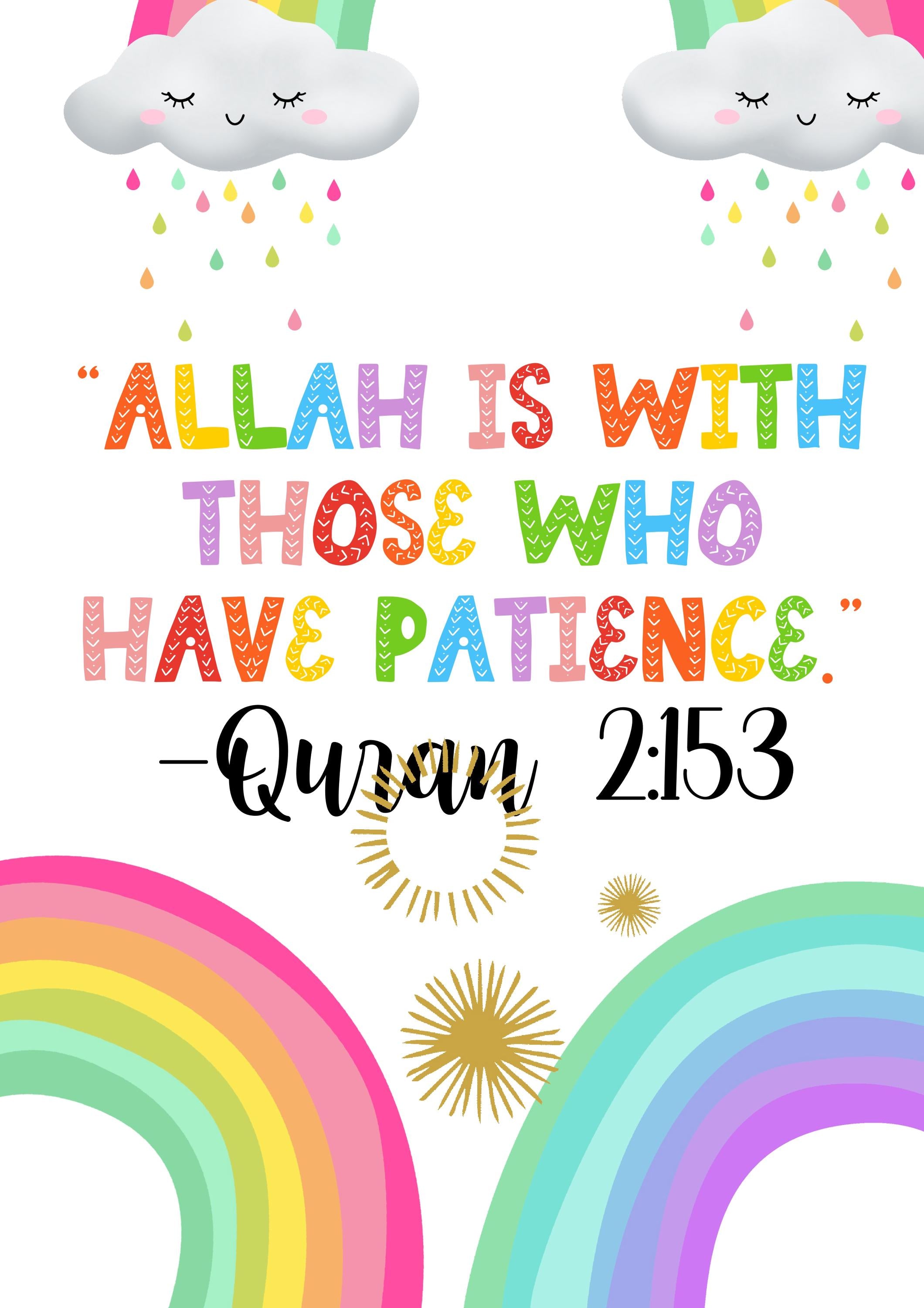 Rainbow Muslim Kids Prints: Calming Islamic Wall Art (Digital Download Set of 30)