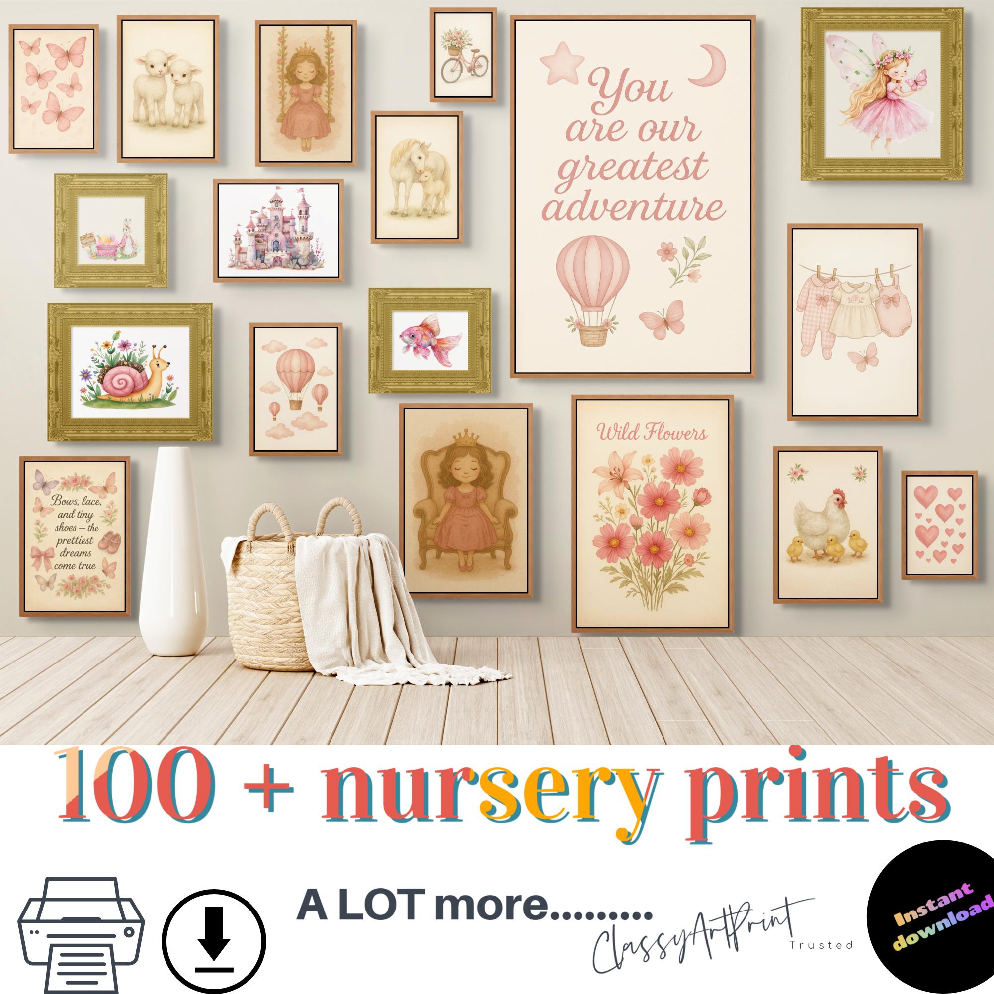 100+ Vintage Nursery Prints: Baby Girl Room Decor (Digital Download