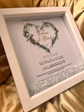 Personalized Islamic Wedding Frame: Crystal & Floral Nikkah Gift