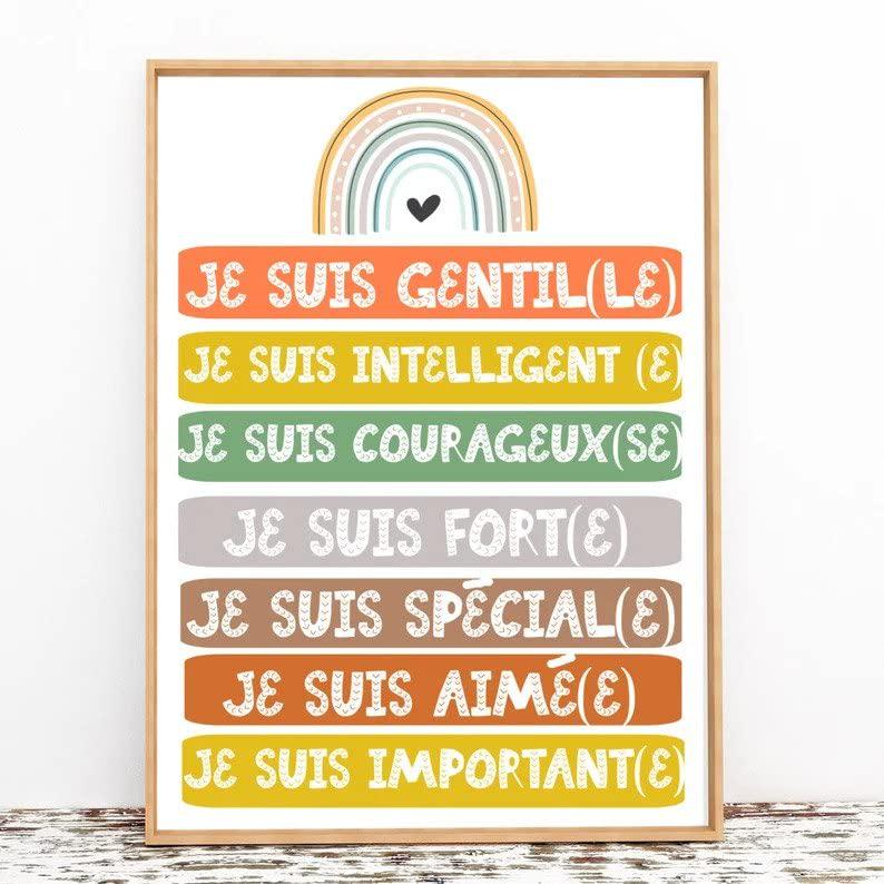 French classroom decor print, French Poster,  Kids Bedroom Decor, Kids Nursery art, equality Posters, Classroom art (A3) Just hang or frame