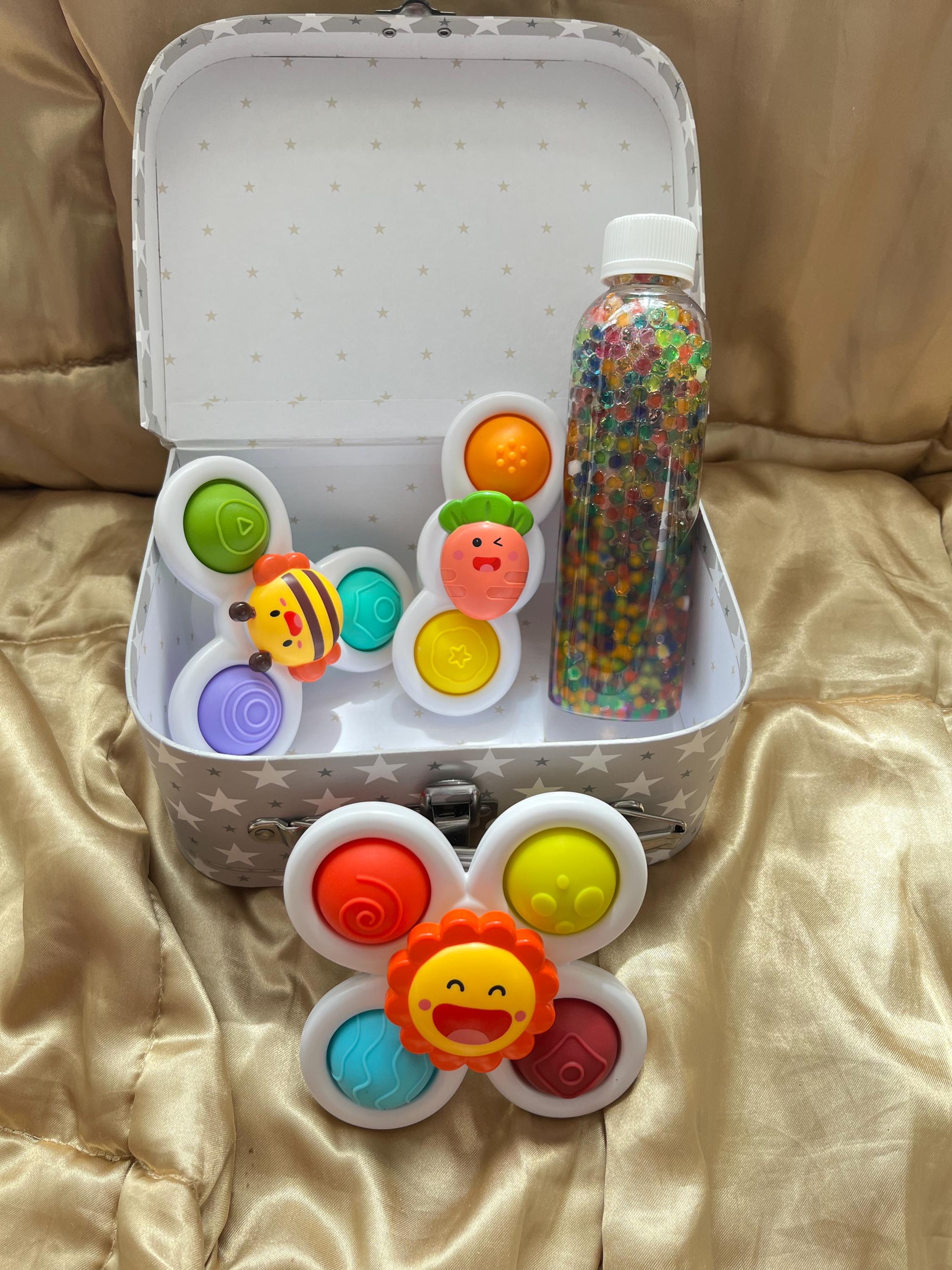 Sensory Suction Cup Toy and Bottle Set: Baby Development Gift, SUITCASE NOT INCLUDED