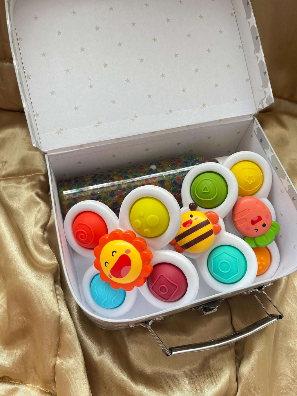 Sensory Suction Cup Toy and Bottle Set: Baby Development Gift, SUITCASE NOT INCLUDED