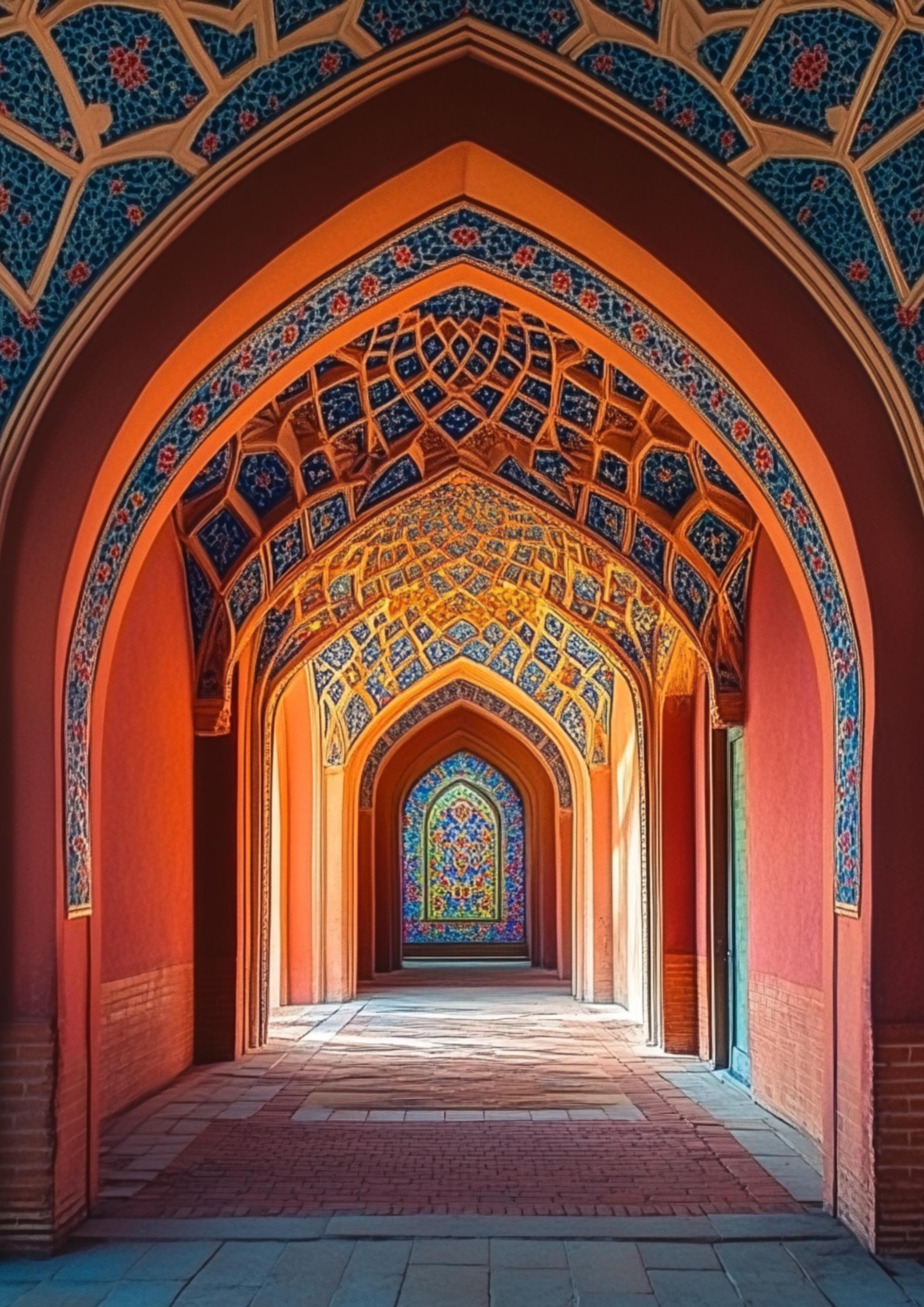 Mosque Arch Islamic Print: Red & Gold Arabic Calligraphy Art (Digital Download A1-A6)