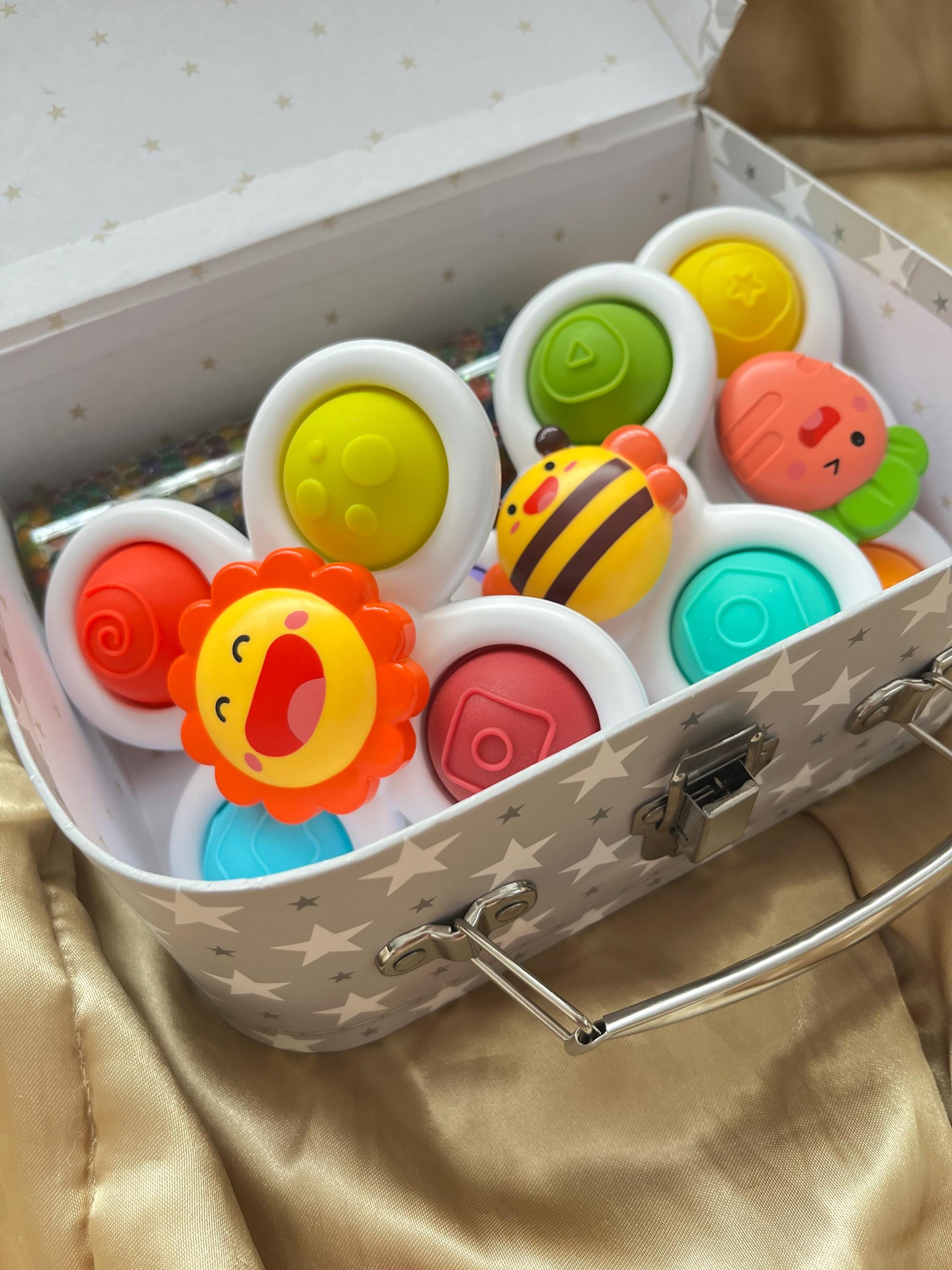 Sensory Suction Cup Toy and Bottle Set: Baby Development Gift, SUITCASE NOT INCLUDED