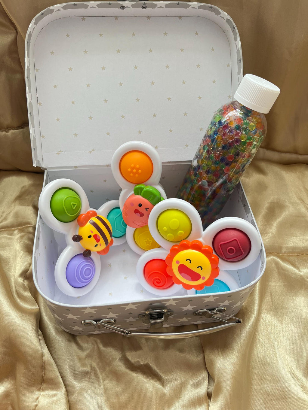 Sensory Suction Cup Toy and Bottle Set: Baby Development Gift, SUITCASE NOT INCLUDED