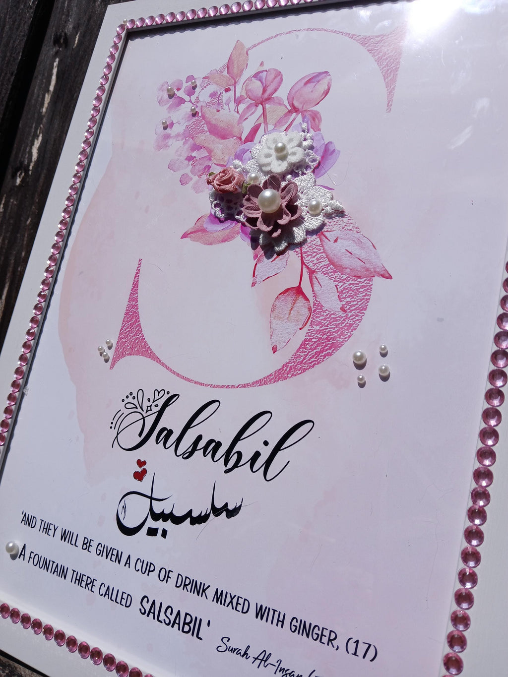 Personalized Arabic Letter Floral Print: Islamic Wall Decor