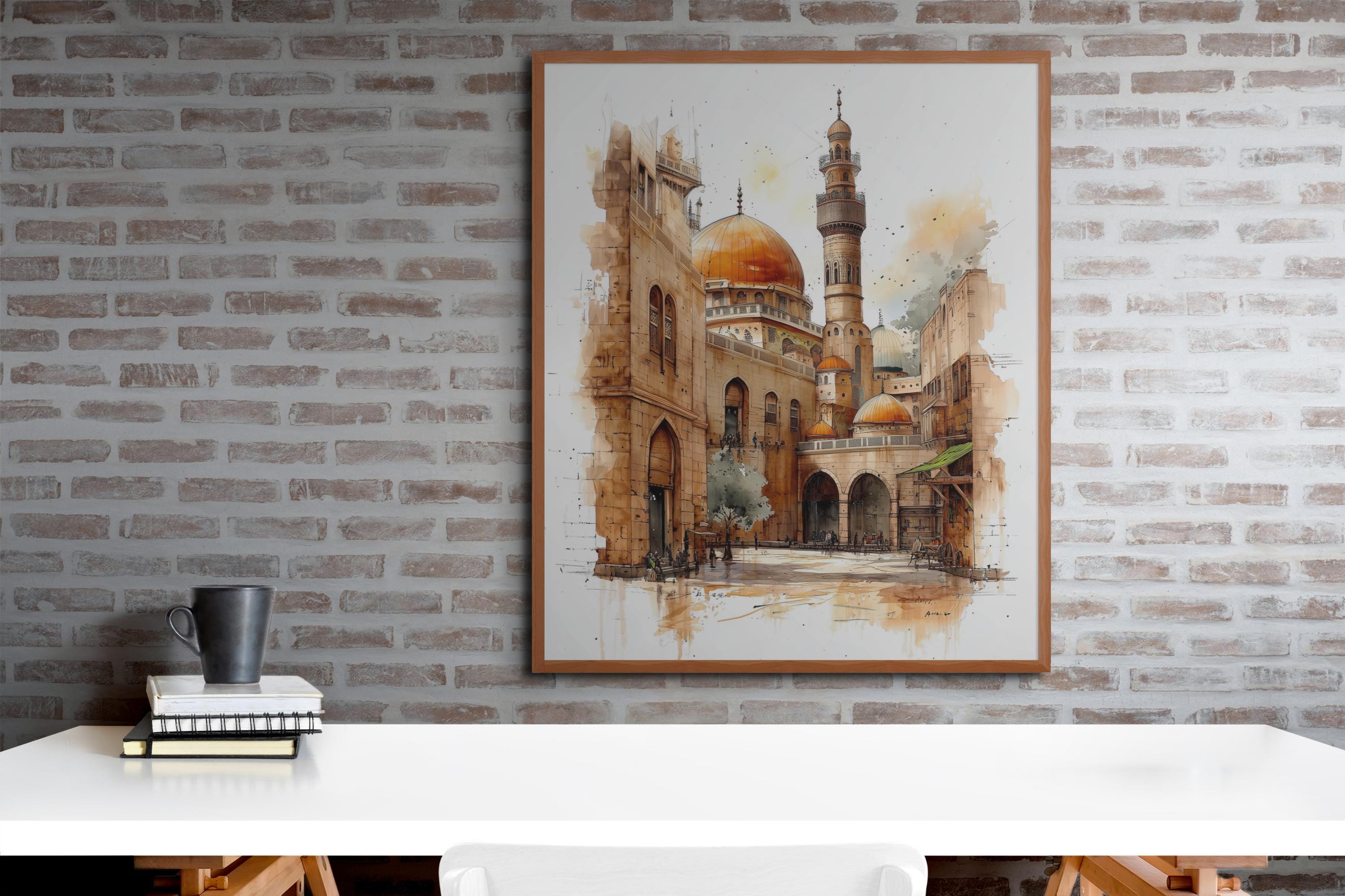 Al-Aqsa Mosque Print: Boho Watercolor Islamic Wall Art (Digital Download A4-A2 Size Options)