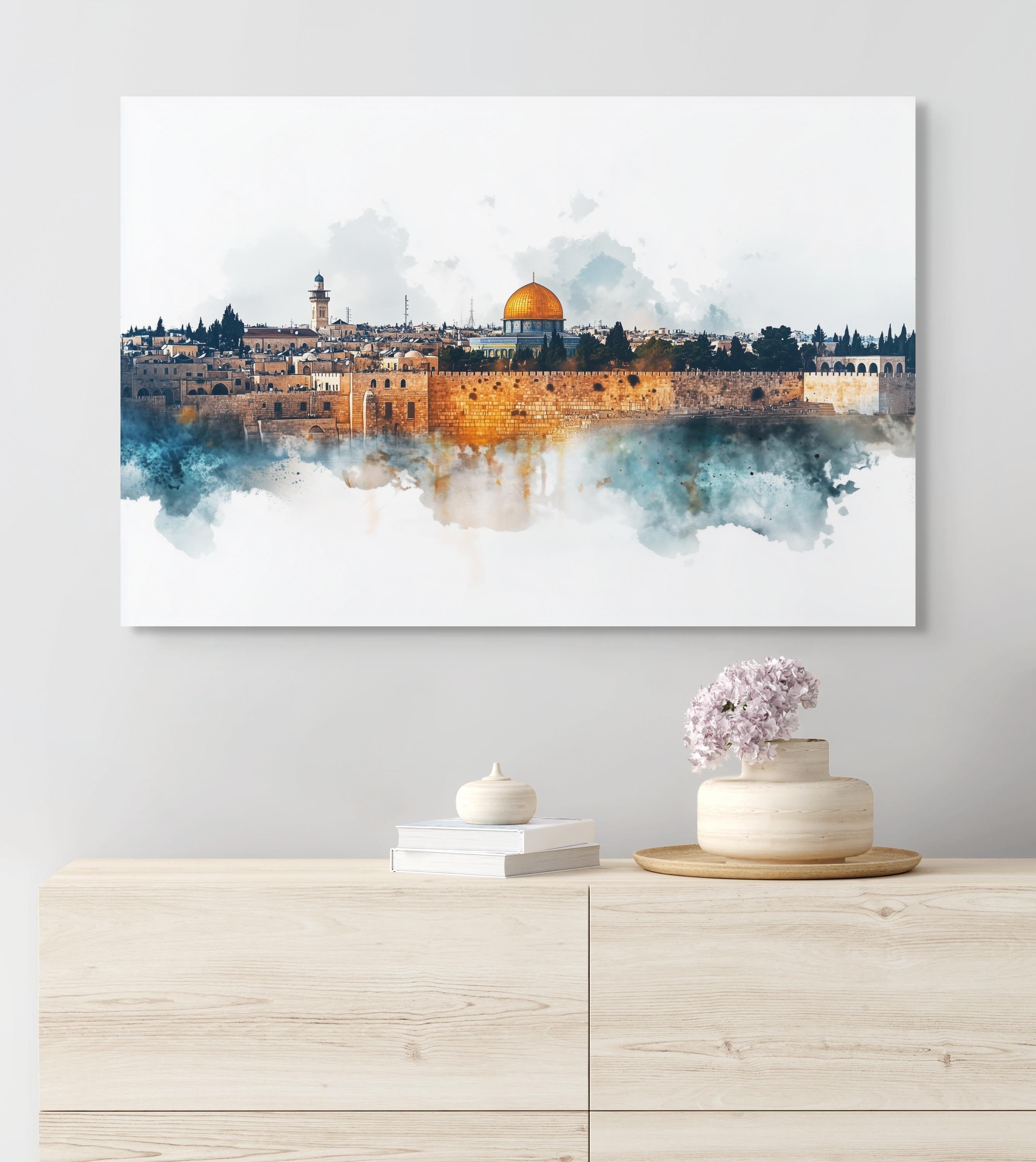 Al-Aqsa Mosque Watercolor Print, Jerusalem Palestine, Boho Islamic Decor (Digital Download)