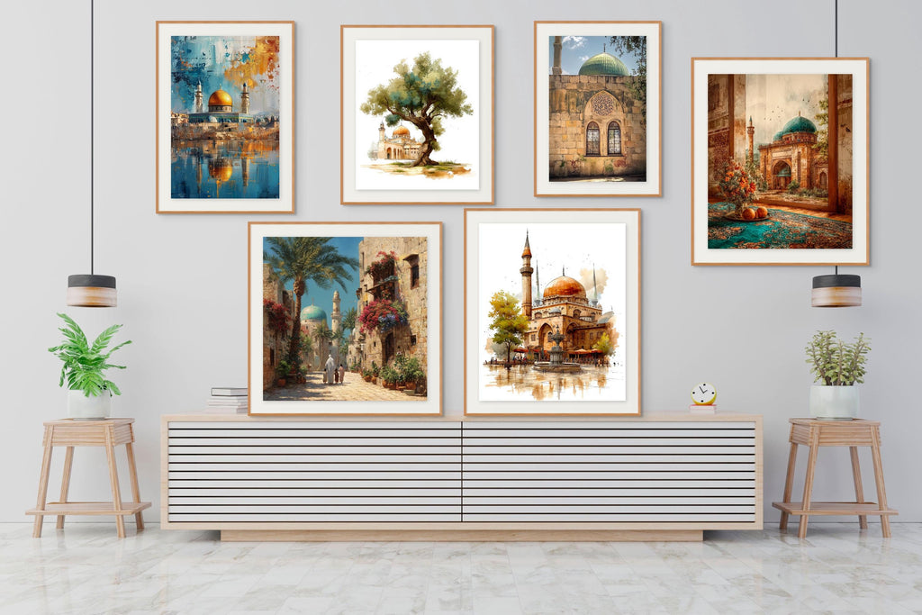 Al-Aqsa Mosque Watercolor Print, Jerusalem Palestine, Boho Islamic Decor (Digital Download)