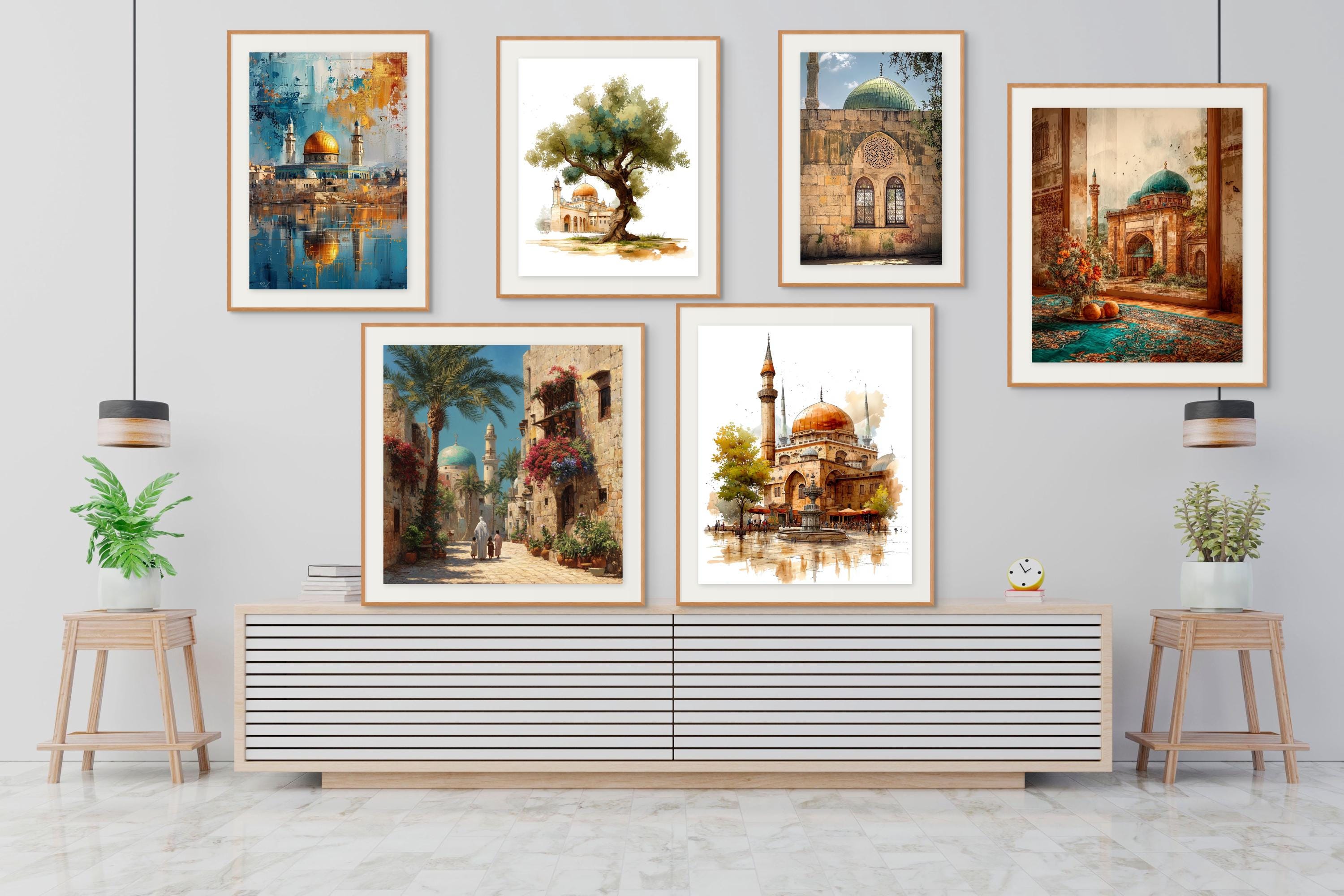 Al-Aqsa Mosque Print: Boho Watercolor Islamic Wall Art (Digital Download A4-A2 Size Options)
