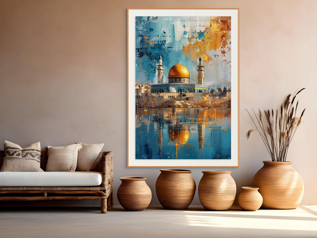 Al-Aqsa Mosque Watercolor Print, Jerusalem Palestine, Boho Islamic Decor (Digital Download)