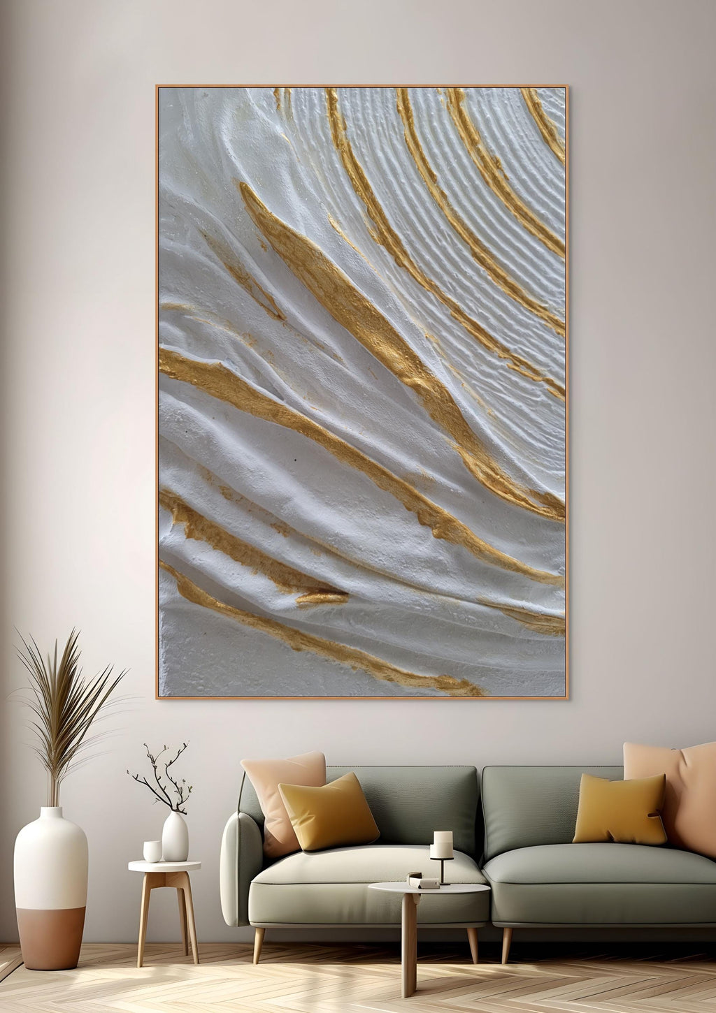 Textured Plaster Canvas Art: 3D White Abstract, Minimalist Scandi Decor