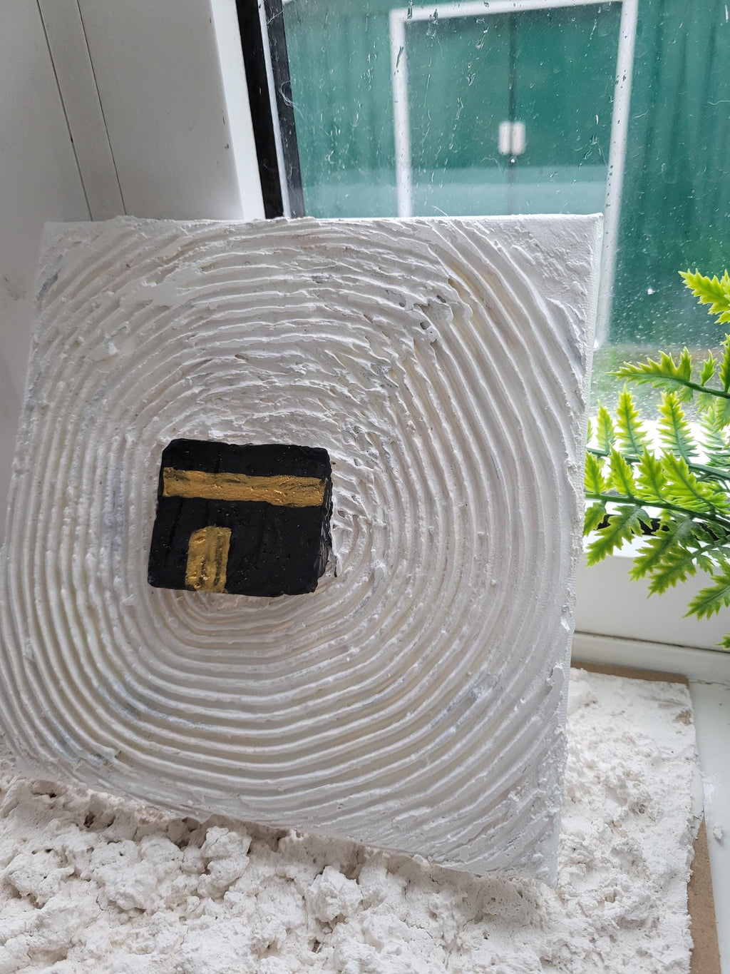 Kaaba Canvas Art: 3D Textured Islamic Painting with Gold