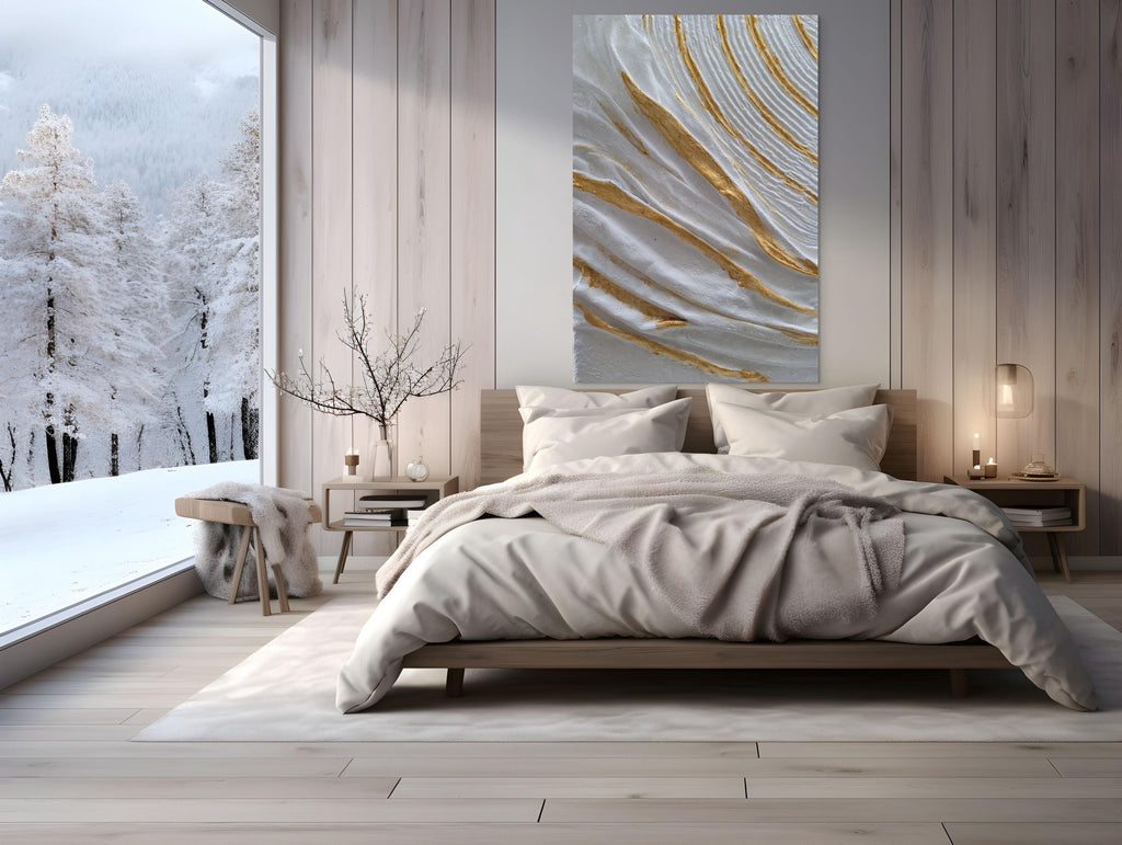Textured Plaster Canvas Art: 3D White Abstract, Minimalist Scandi Decor