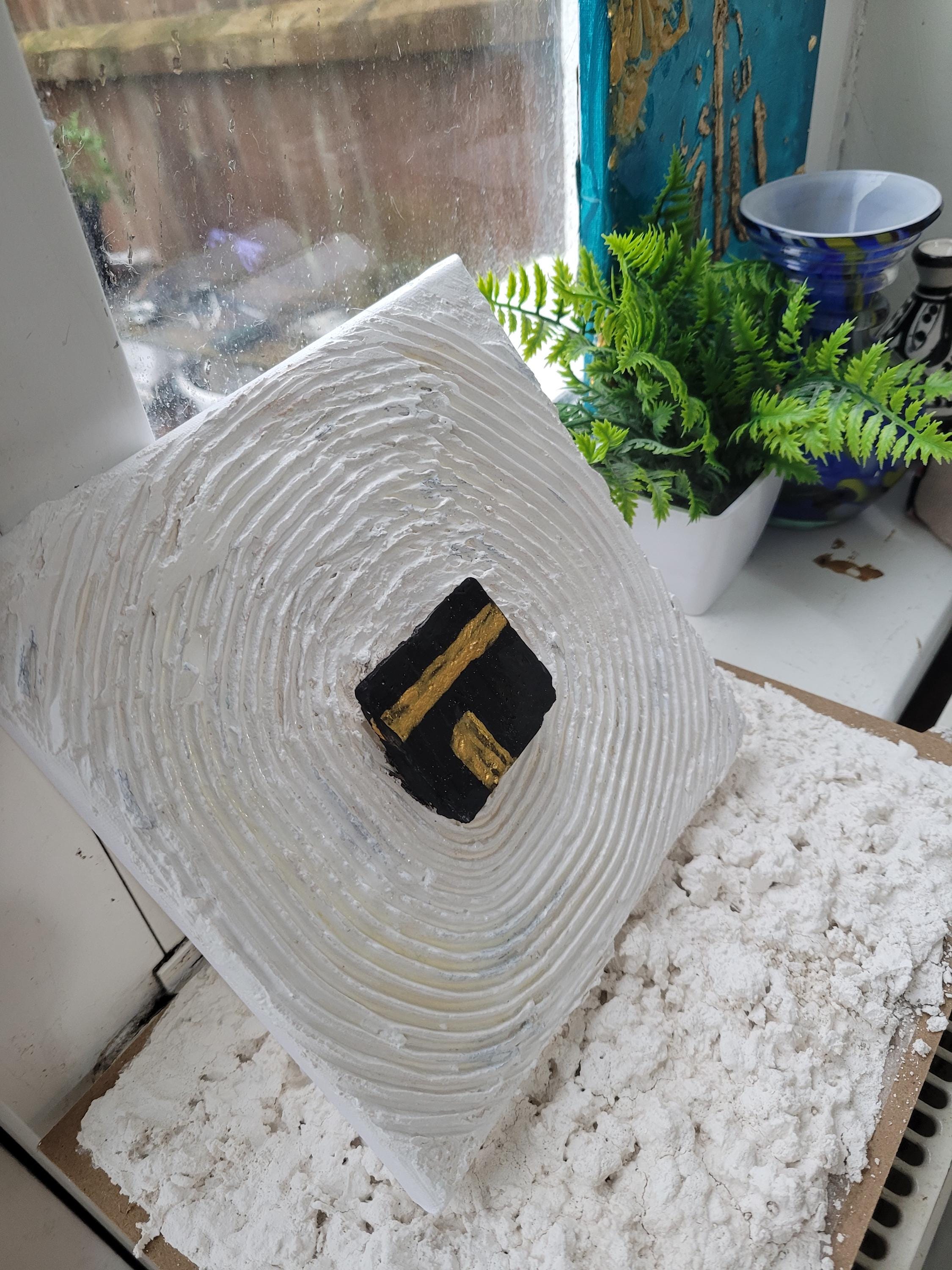 Kaaba Canvas Art: 3D Textured Islamic Painting with Gold