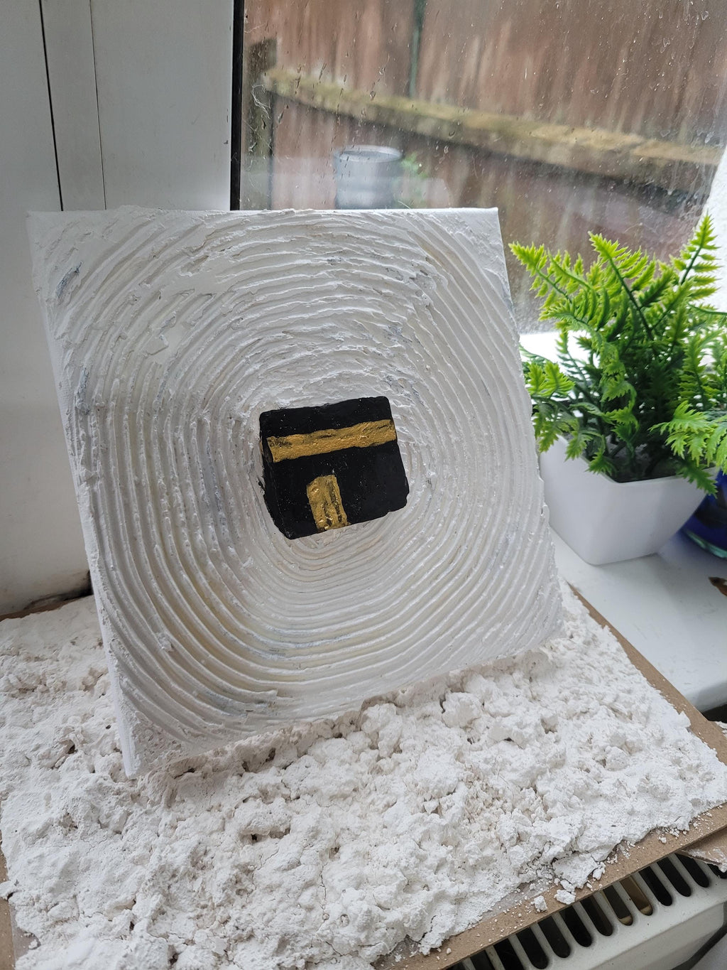 Kaaba Canvas Art: 3D Textured Islamic Painting with Gold