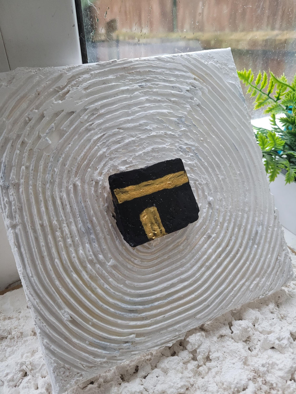 Kaaba Canvas Art: 3D Textured Islamic Painting with Gold
