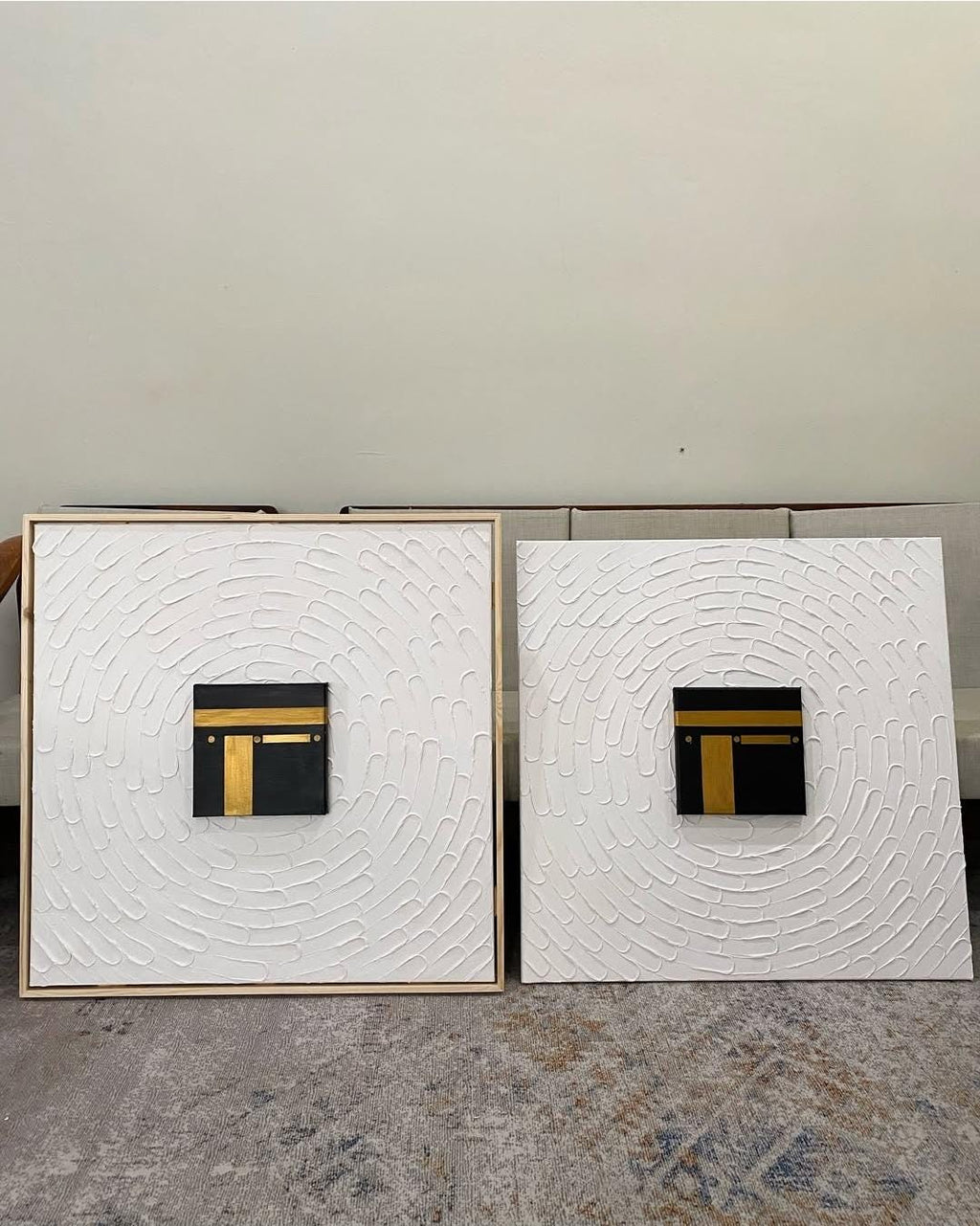 Kaaba Canvas Art: 3D Textured Islamic Painting with Gold