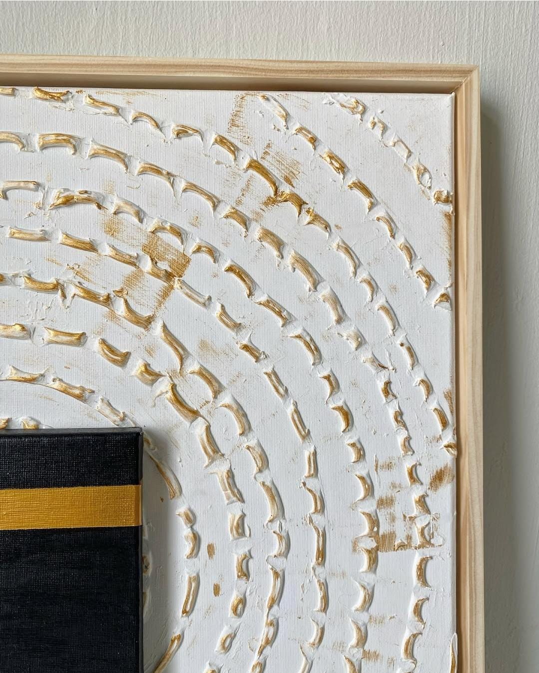 Kaaba Canvas Art: 3D Textured Islamic Painting with Gold