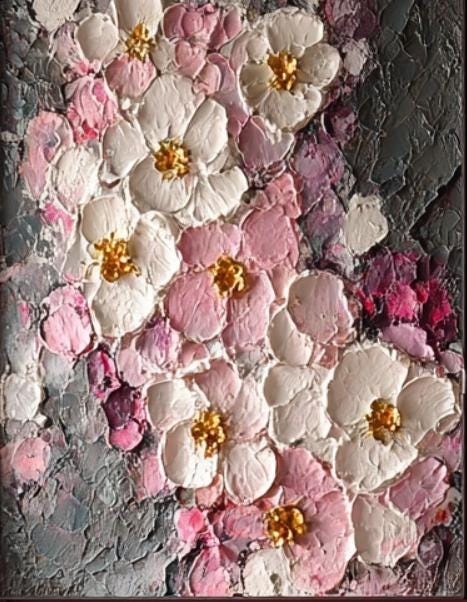 Large Orchid Oil Painting On Canvas, 3D Impasto Textured Floral Wall Art