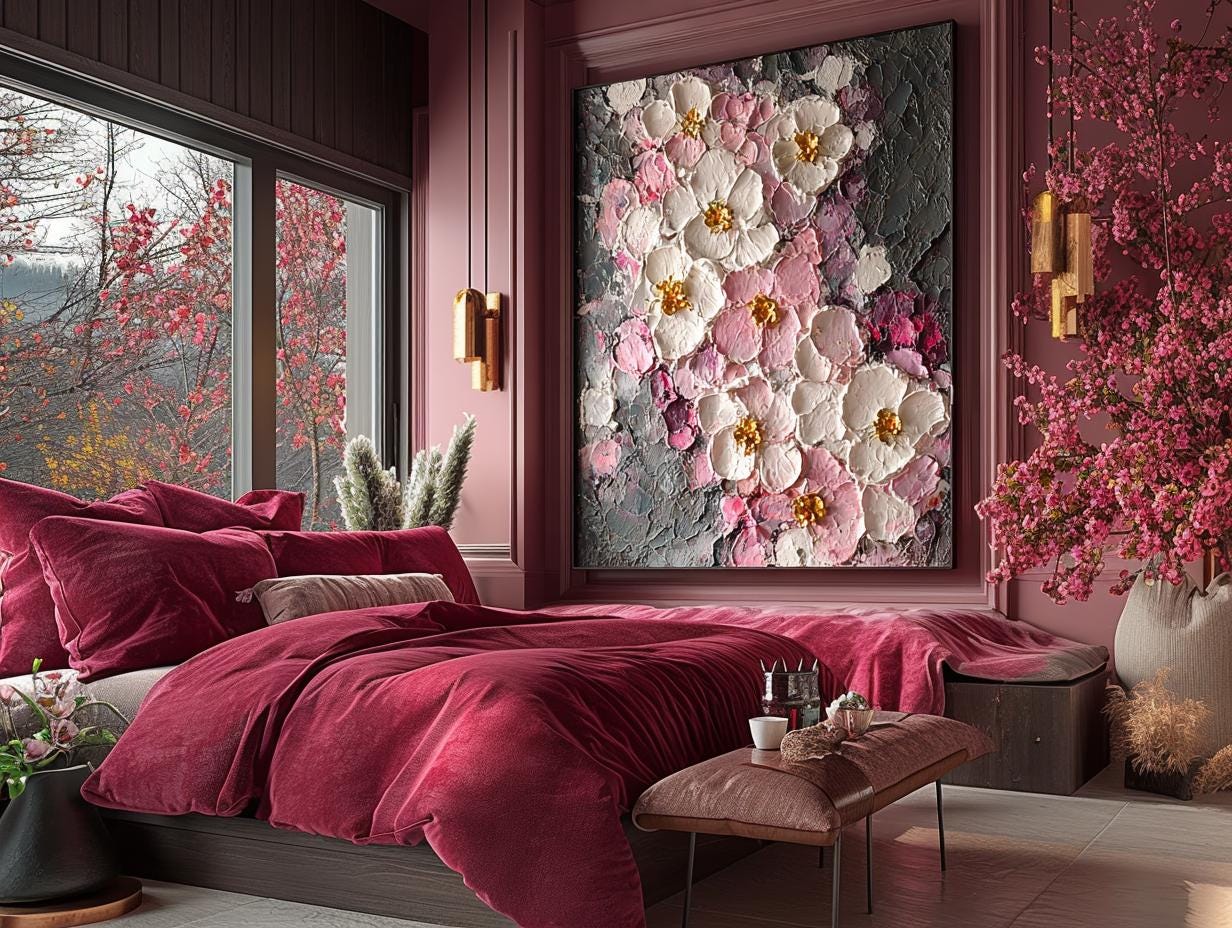 Large Orchid Oil Painting On Canvas, 3D Impasto Textured Floral Wall Art