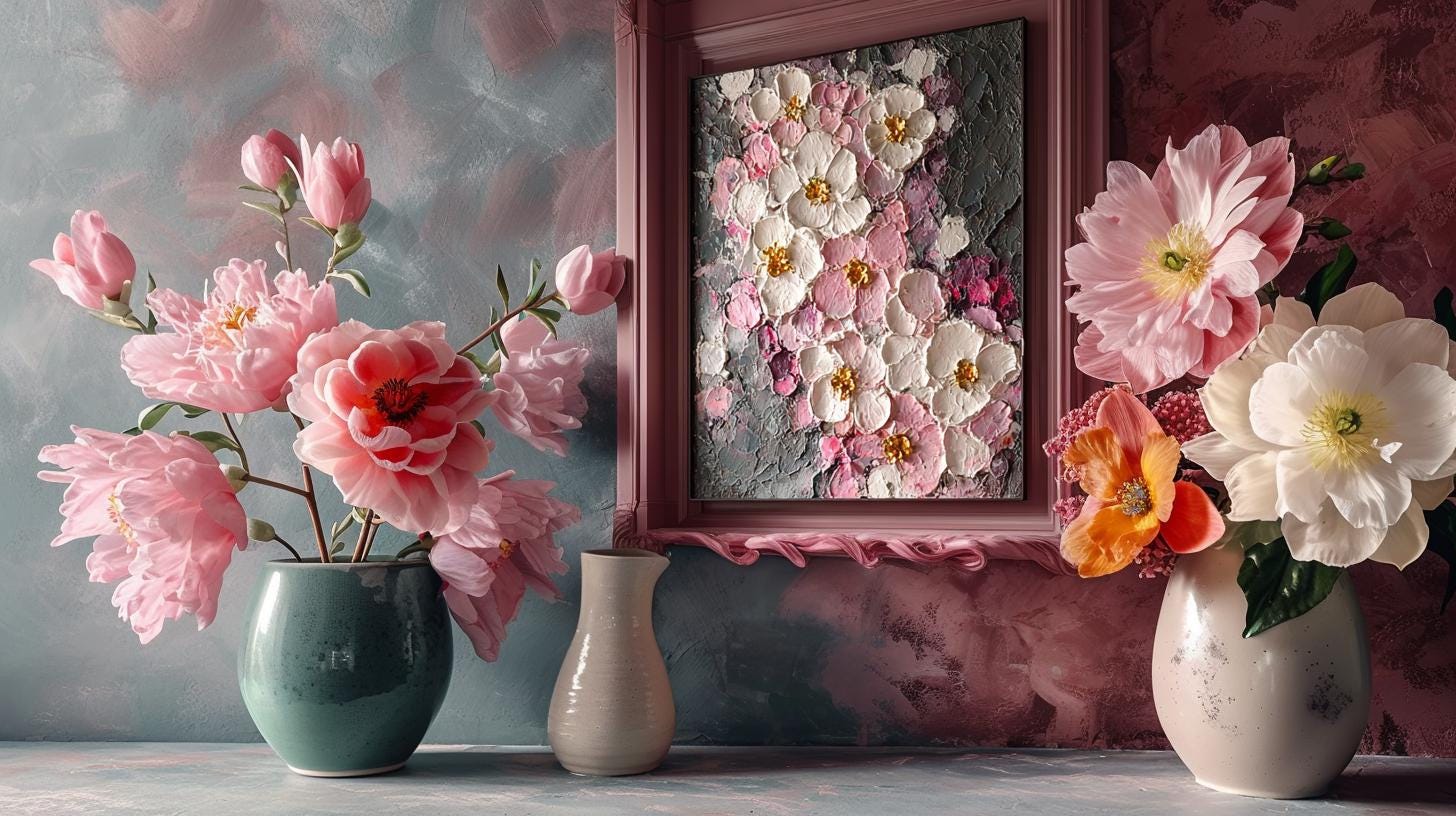 Large Orchid Oil Painting On Canvas, 3D Impasto Textured Floral Wall Art