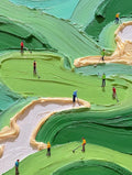Green Golf Course Painting, Textured Abstract Canvas Art