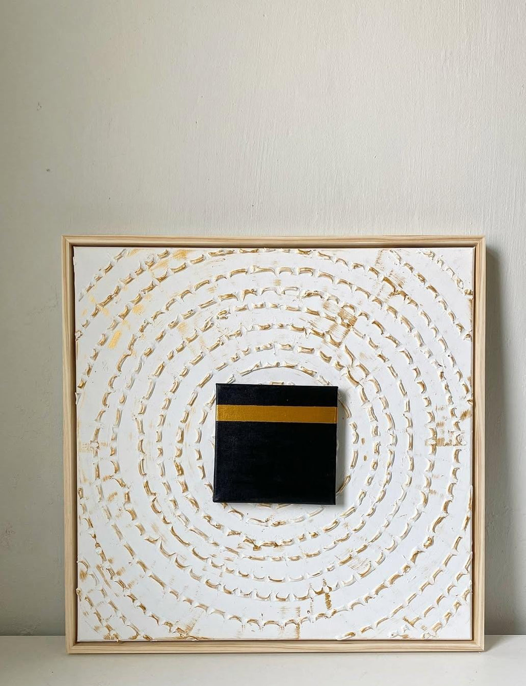 Kaaba Canvas Art: 3D Textured Islamic Painting with Gold