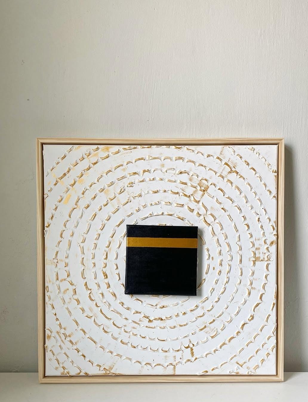 Kaaba Canvas Art: 3D Textured Islamic Painting with Gold