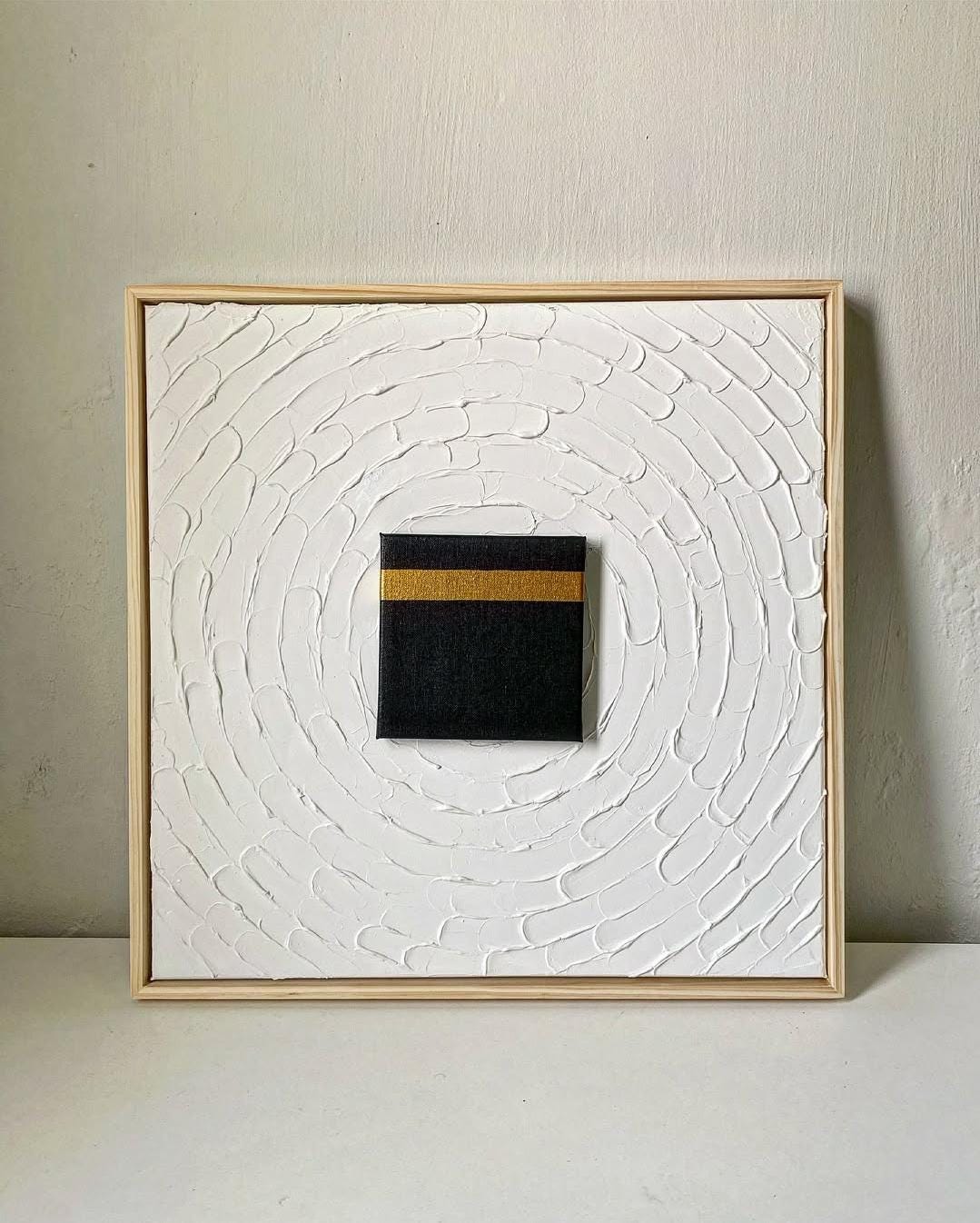 Kaaba Canvas Art: 3D Textured Islamic Painting with Gold