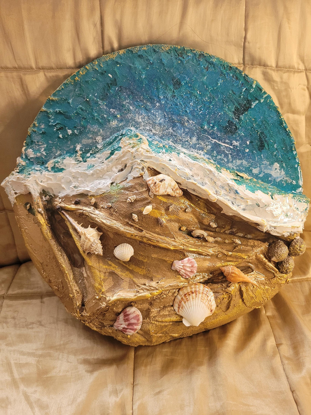 Textured Impasto Seascape Oil Painting, 3D Beach Canvas Art (50 cms)