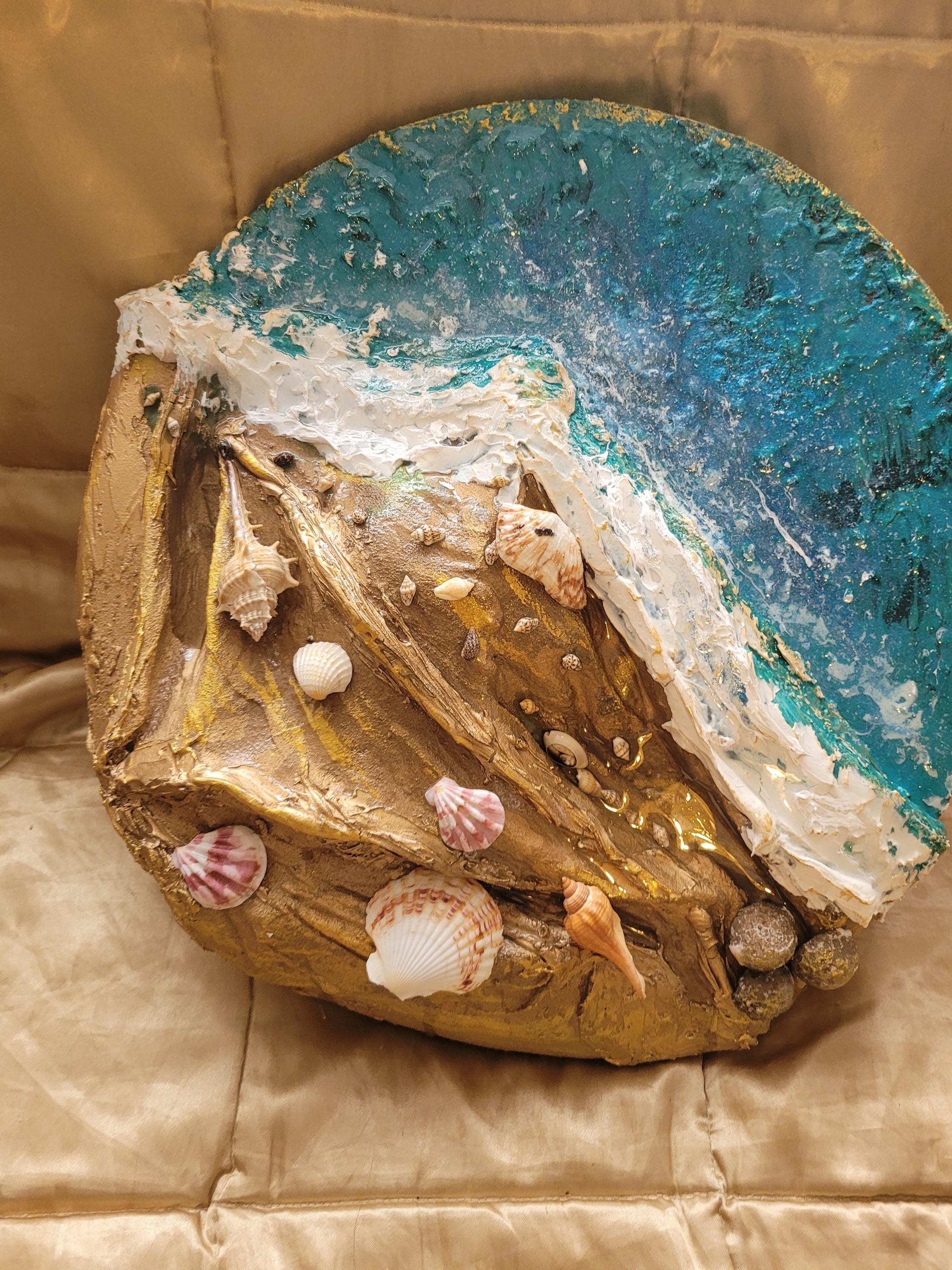 Textured Impasto Seascape Oil Painting, 3D Beach Canvas Art (50 cms)