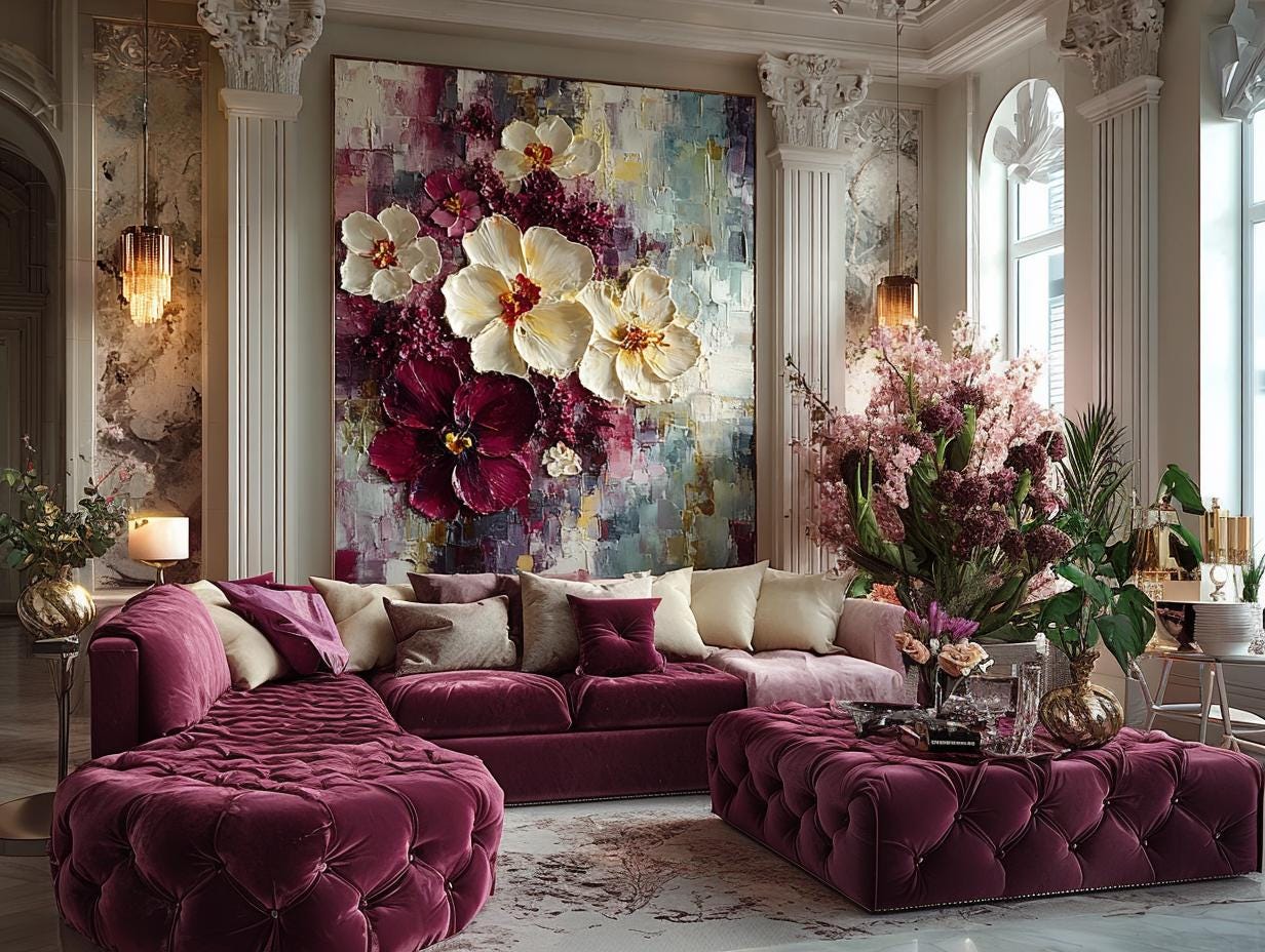 Large Orchid Oil Painting On Canvas, 3D Impasto Floral Art