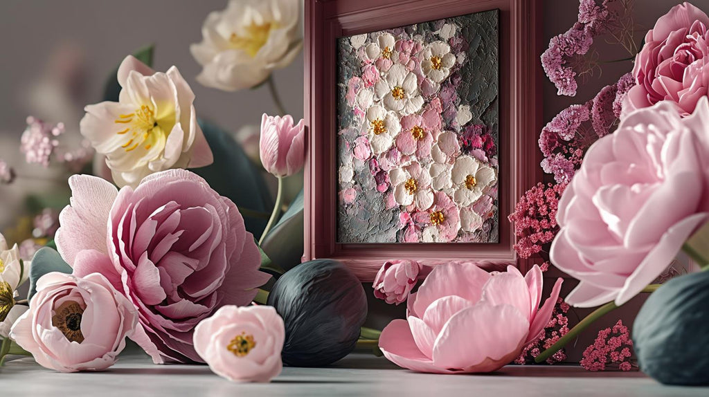 Large Orchid Oil Painting On Canvas, 3D Impasto Textured Floral Wall Art