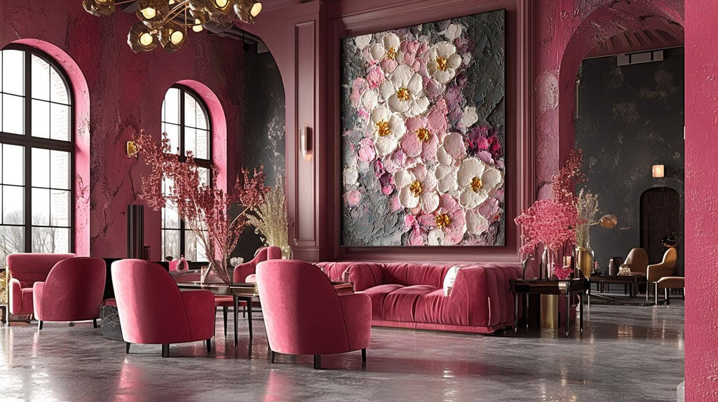 Large Orchid Oil Painting On Canvas, 3D Impasto Textured Floral Wall Art