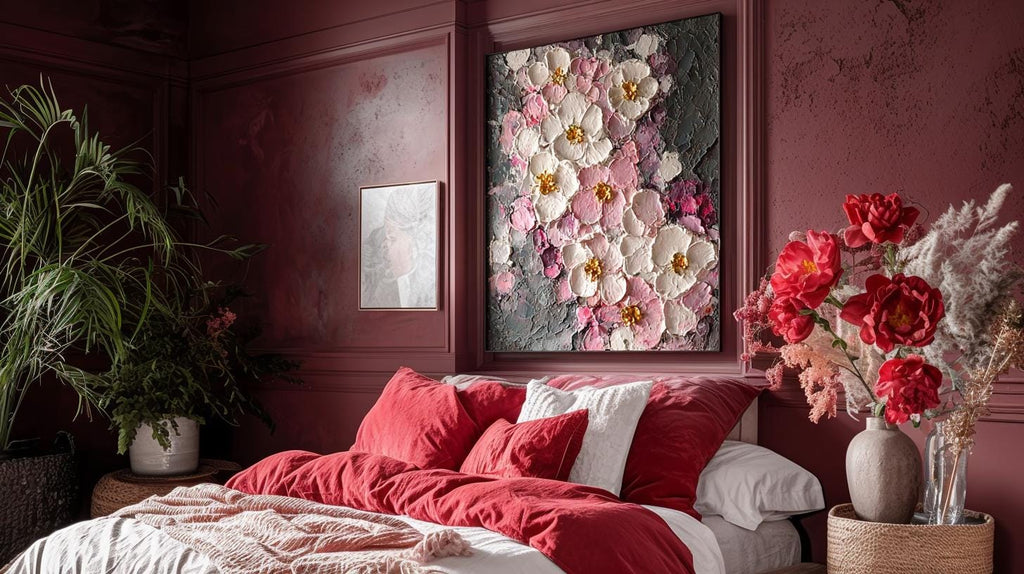 Large Orchid Oil Painting On Canvas, 3D Impasto Textured Floral Wall Art
