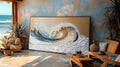 Large Textured Ocean Wave Painting, 3D Impasto Canvas Art