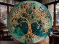 Large Round Resin Tree Canvas Art, Textured 3D Impasto, 50cms